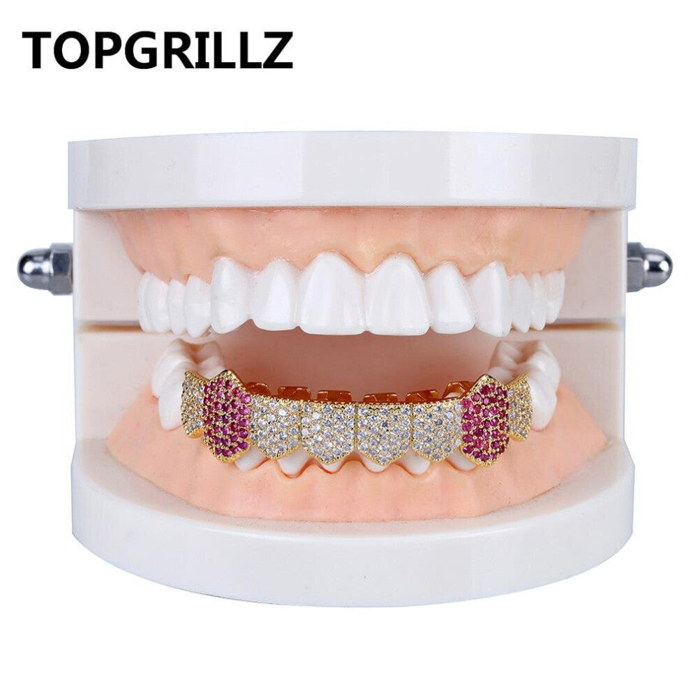 Hip Hop Grills Silver Iced Out Micro Pave Full CZ Teeth Grillz Bottom Grills Charm For Men Women Jewelry