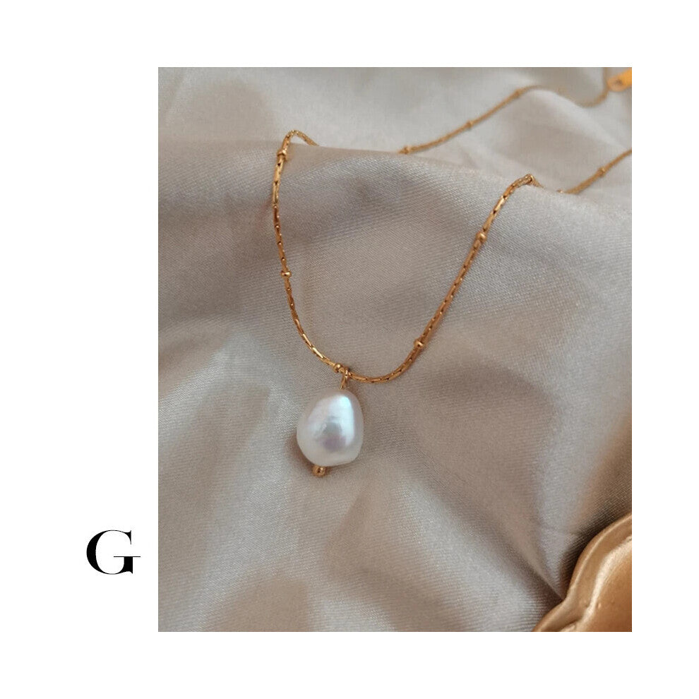 Jewelry Stainless Steel Baroque Natural Freshwater Pearl Charms Necklaces Street Style Ins Chokers