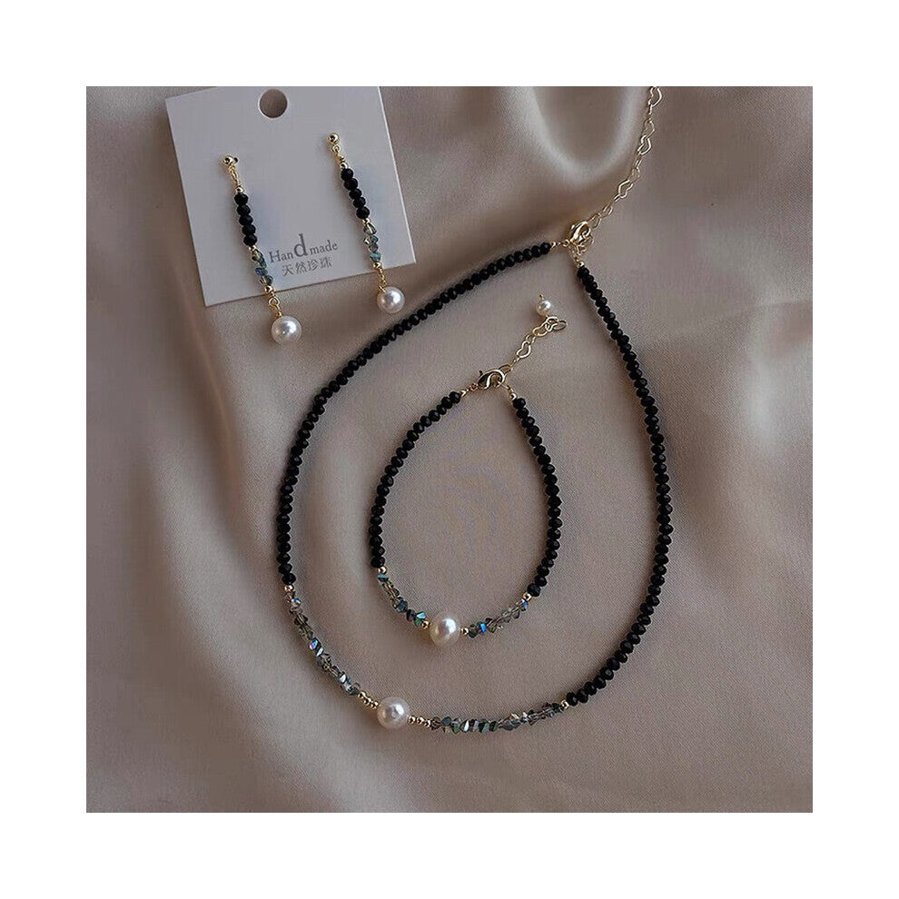 Natural Stone Necklace for Women Kpop Spinel Freshwater Ethnic Pearl Choker Crystal Chip Bead Bracelet Earring Jewelry