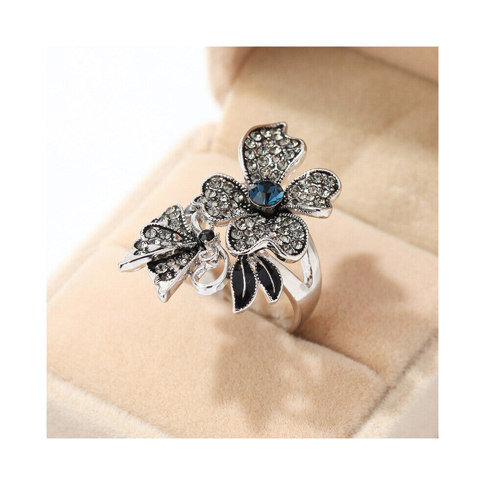 Ink Pearl Butterfly Crystal Women's Ring for Engagement Wedding Jewelry Copper Accessories Rings for Women