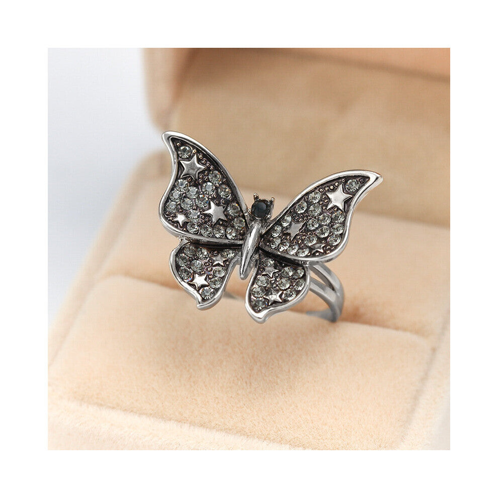 Ink Pearl Butterfly Crystal Women's Ring for Engagement Wedding Jewelry Copper Accessories Rings for Women