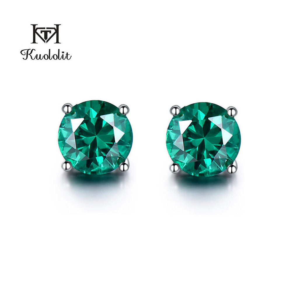 Kuololit Diaspore Aquamarine Gemstone Stud Earrings for Women Solid 925 Sterling Silver Engagement Colorful Earrings ewelry