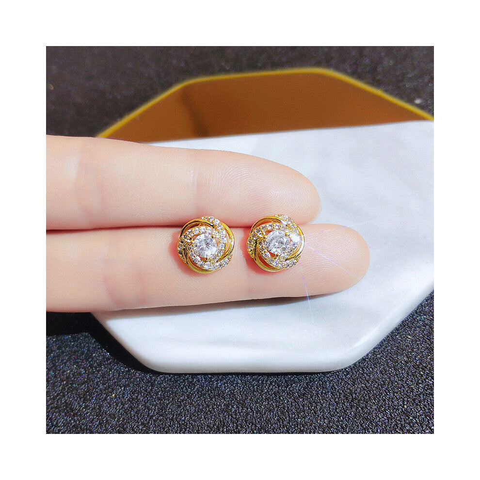 18k 18 k Woman Stud Earrings Unusual Earings Piercing Small Crystal Vintage Ear Cuffs For Party Women's Jewelry