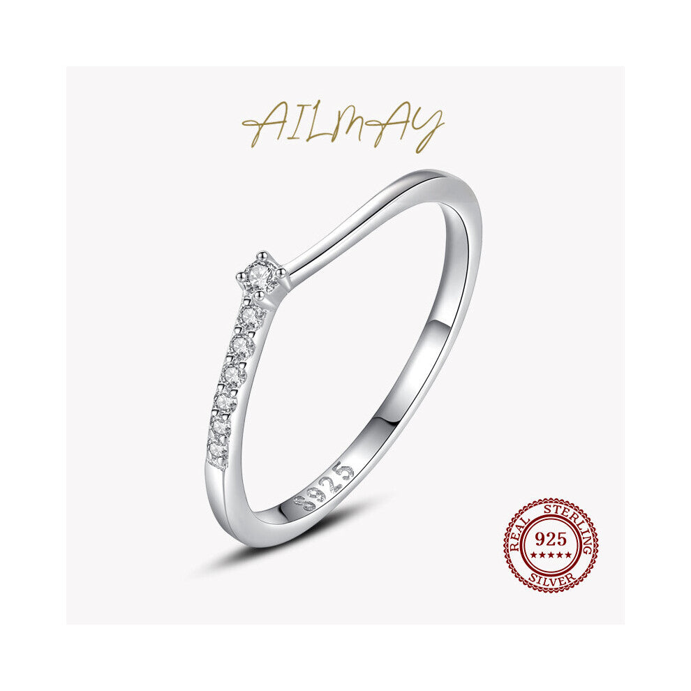 925 Sterling Silver Romantic Clear Zircon Stackable Rings Fine Female Anniversary Engagement Jewelry