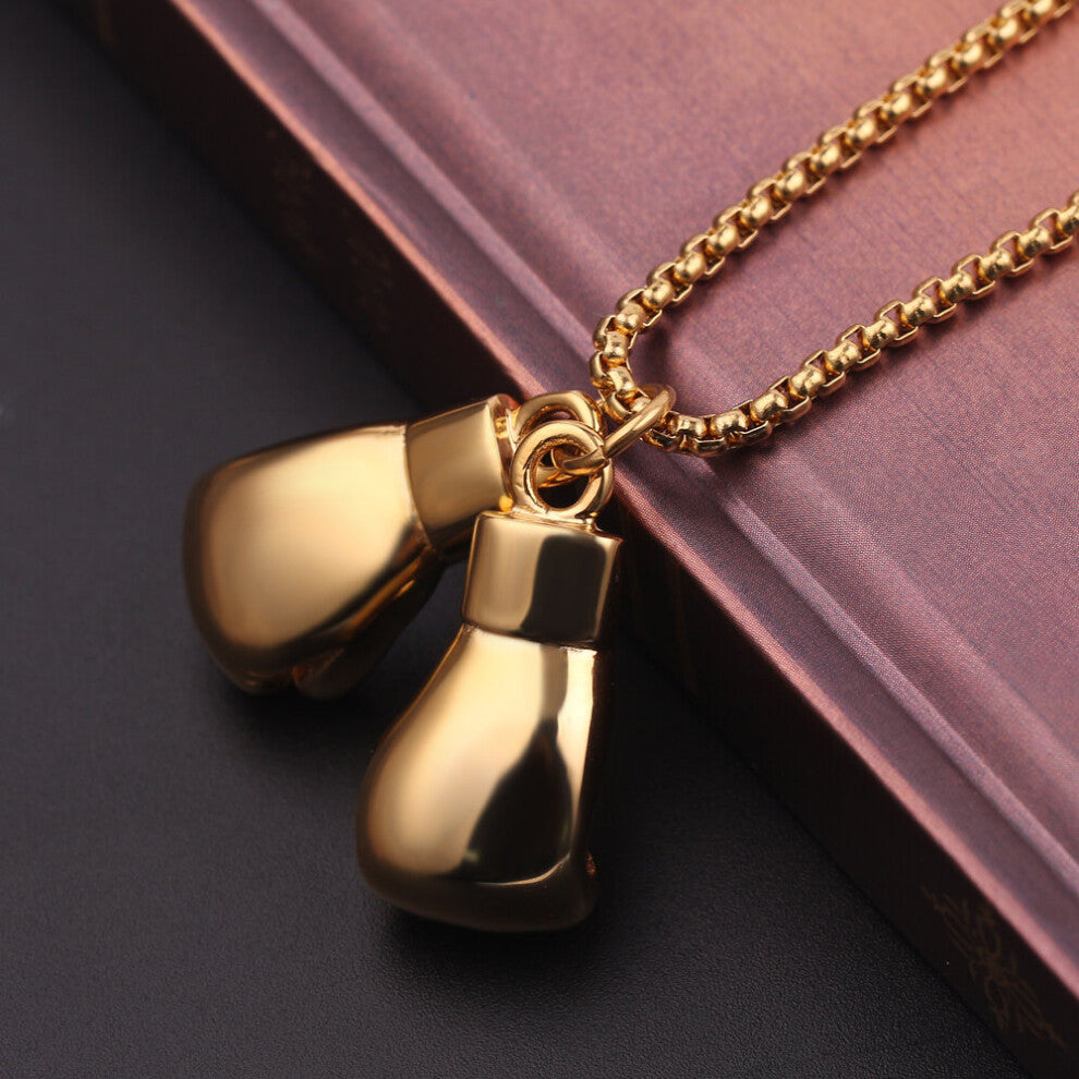 Personalized mini boxing gloves necklace engraved letters hip-hop chain sports fitness accessories