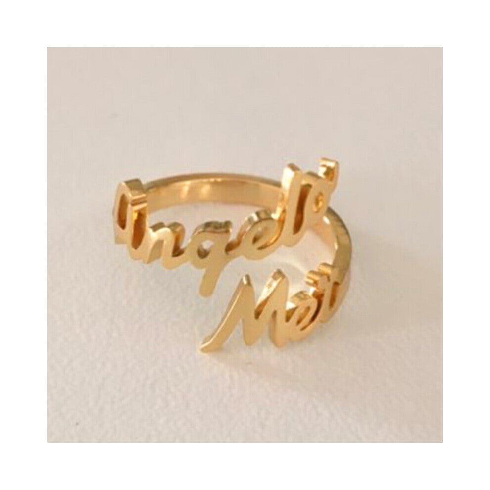 Letdiffery Personlizd Double Name Rings Stainless Steel Adjustable Women Wedding Rings Unique Engagement