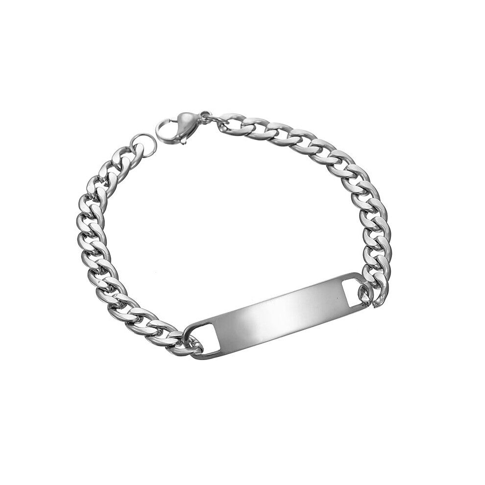 Sifisrri Engrave Name Date Couple Lover Bracelet Stainless Steel Adjustable Cuban Chain Men For Women Engagement Jewelry Gift