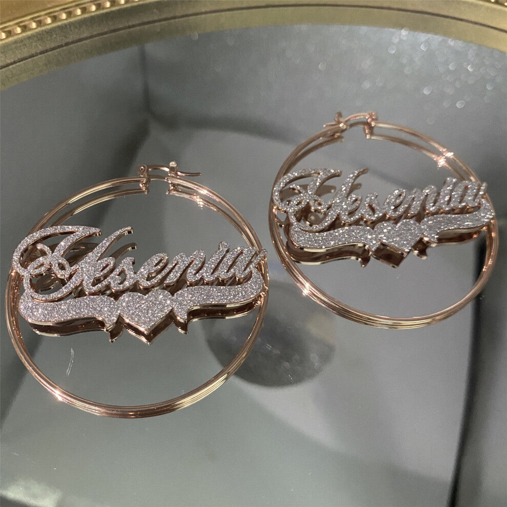 Name Hoop Earrings Personalized Stainless Steel Bling Name Earrings Colorful Big Hoops Earring for Women Jewelry Gift