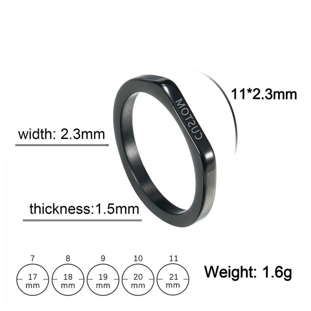 Engrave Name Finger Rings Personalized Gift For Woman Man Engagement Wedding Stainless Steel Jewelry