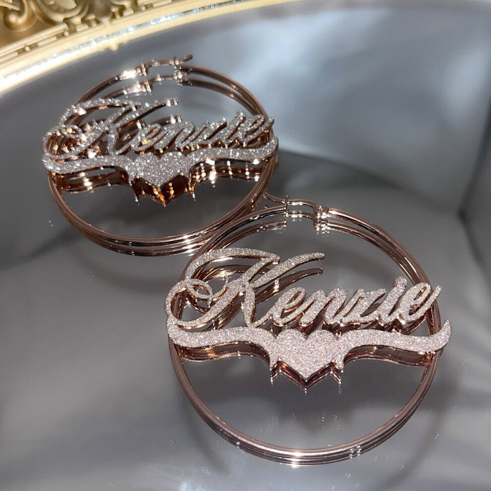 Name Hoop Earrings Personalized Stainless Steel Bling Name Earrings Colorful Big Hoops Earring for Women Jewelry Gift