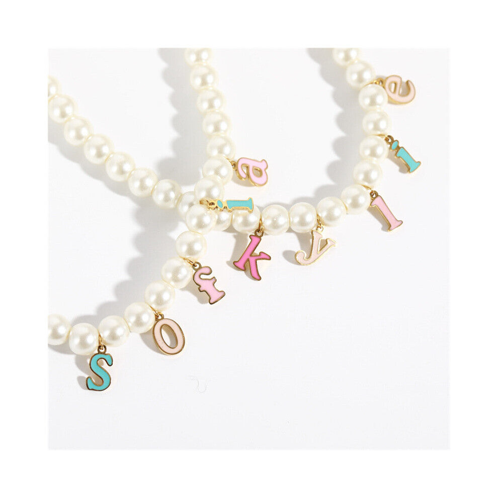 Name Necklaces For Women Personalised Pearl Necklace Enamel Letter Minimalist Wedding Engagement Jewelry