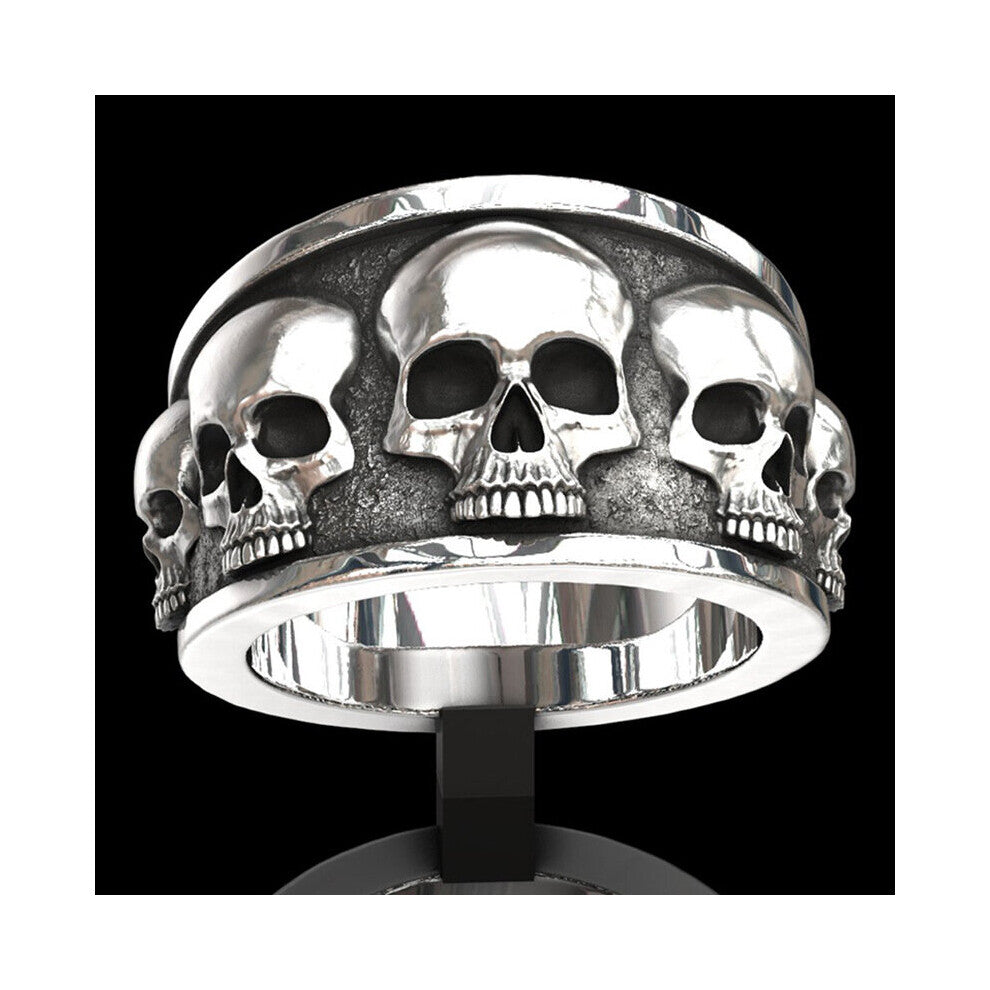 Vintage Punk Skull Ring Men Hip Hop Engagement Ring Male Red Zircon Rings For Women Jewelry Silver Rings