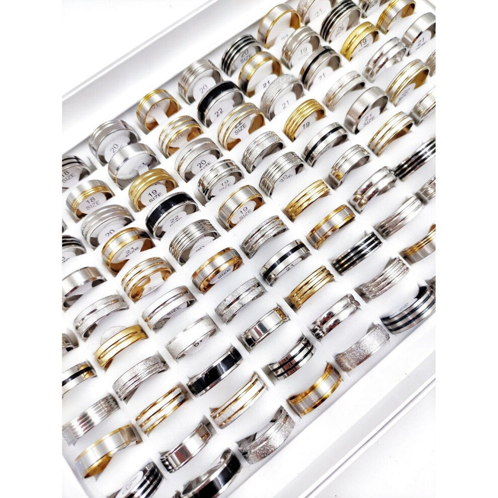 20 Pcs-Lot Stainless Steel Stripe Rings for Men and Women Classic Mix Engagement Couple Jewelry Party Accessories
