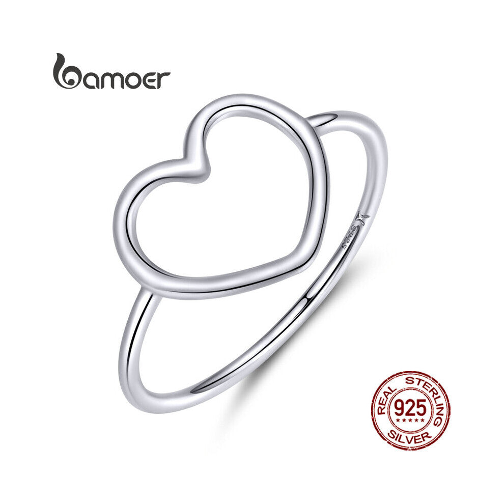Sterling Silver 925 Minimalist Heart Finger Rings for Women Wedding Engagement Statement Jewelry SCR641