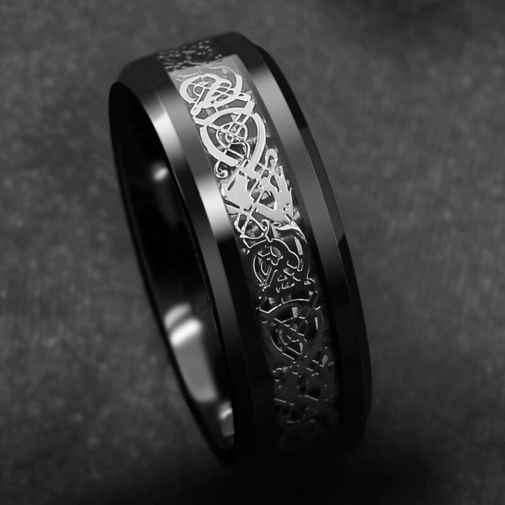 8mm Men Rings Dragon Pattern Stainless Steel Rings For Men Wedding Engagement Jewelry Christmas Gift