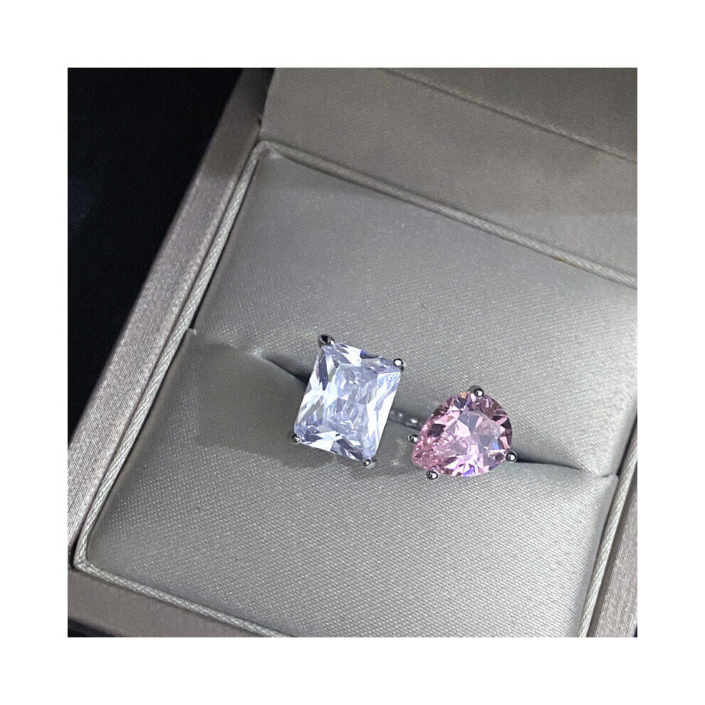 Bling Zircon Stone Adjustable Silver Rings for Women Wedding Engagement Jewelry