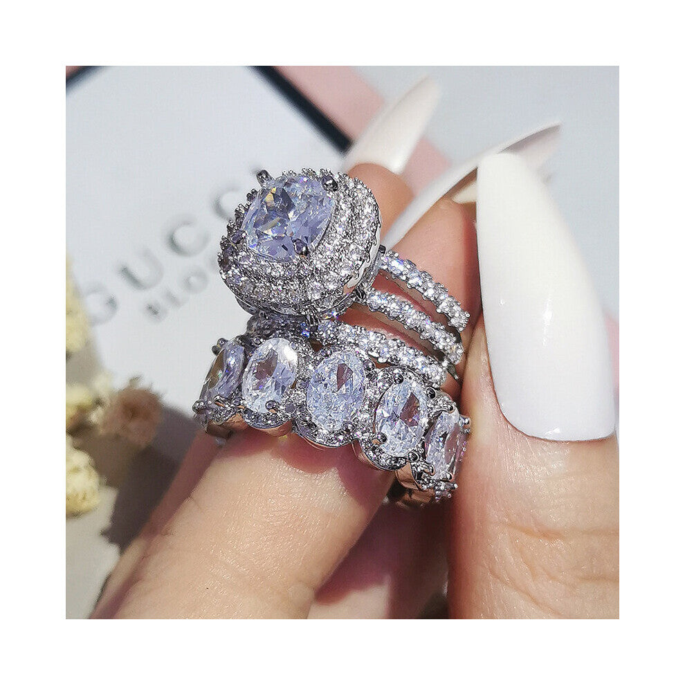 Green Pink Silver Cushion Wedding Engagement Rings Ring Sets for Women Finger Pure Personalized Jewelry R5847