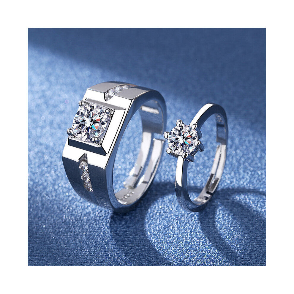 2 Pcs Love Heart Zircon Couple Rings Set Lover Bridal Wedding Engagement Ring Jewelry