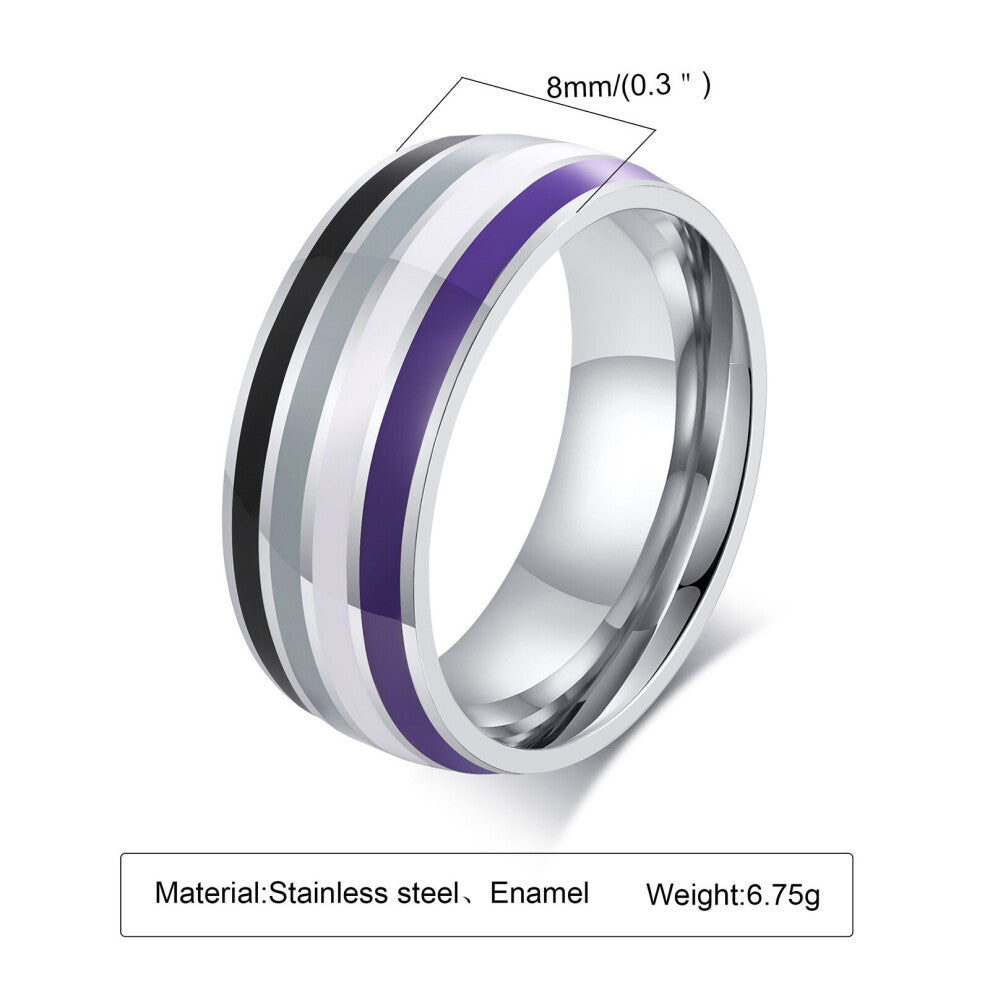 8MM Rainbow LGBT Rings Jewelry Engagement Party Bagues Titanium 316L Stainless Steel Bands For Couple Rings for Women Men