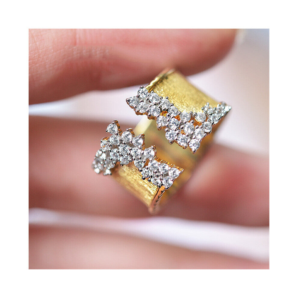 Vintage Female Zircon Stone Ring Classic Big Engagement Ring Charm Crystal Round Wedding Rings For Women