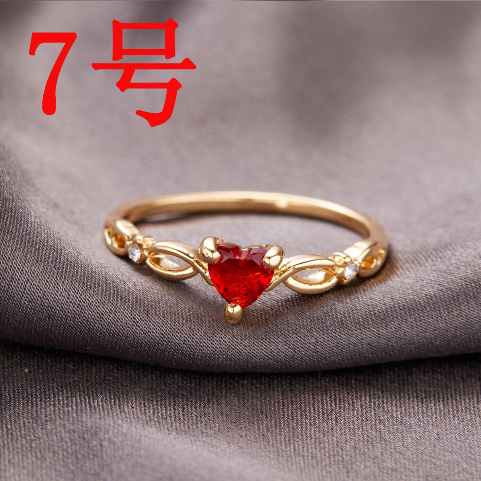 Heart Shape Zircon Wedding Rings For Women Romantic Pink Engagement Girlfriend Female Metal Finger Ring Jewelry Gift