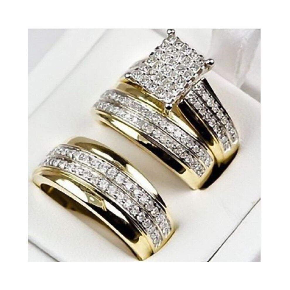 3 Pcs-Set Ring Set Collection ! Romantic Heart Zircon Engagement Ring Set for Women Wedding Party Jewelry Accessories