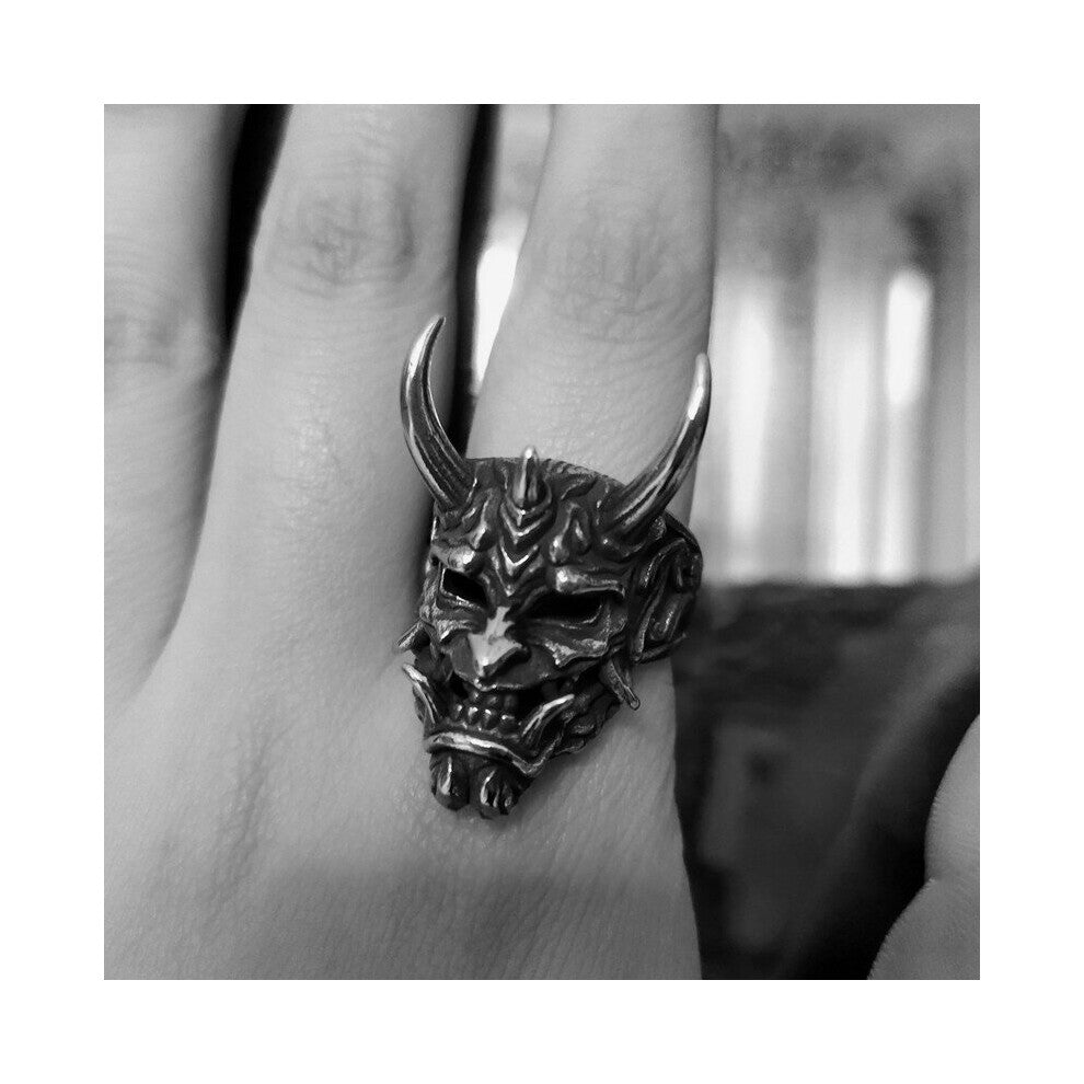 Vintage Mens Jewellery Demon Anger Skull Rings for Men Gothic Punk Skeleton Skull Ring Hiphop Rock Biker Jewelry Halloween