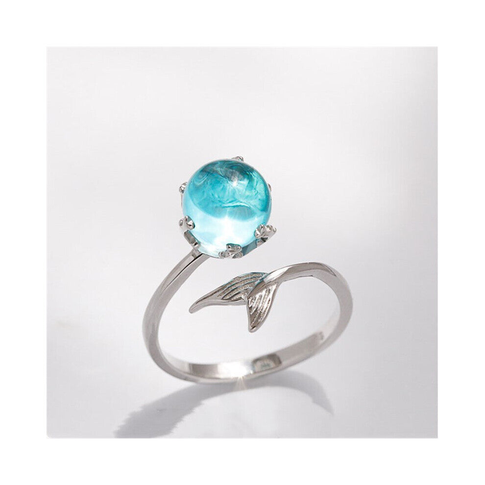 Adjustable Ring for Women Wedding Engagement Silver Plated Finger Ring Jewelry Stylish Personality Mermaid