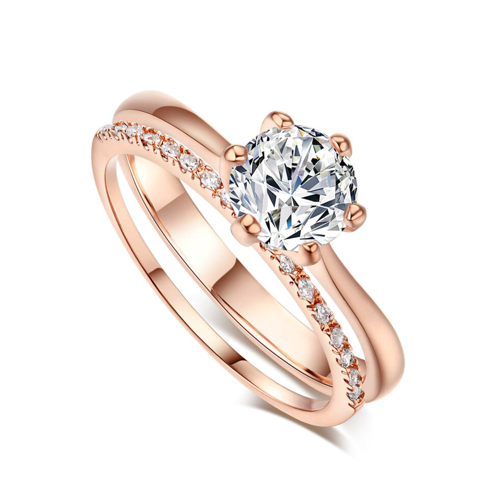 Classic Matching Wedding Rings Set for Women Female Women's Engagement Rings with Zircon Crystal Stone Accessories Jewelry SR013