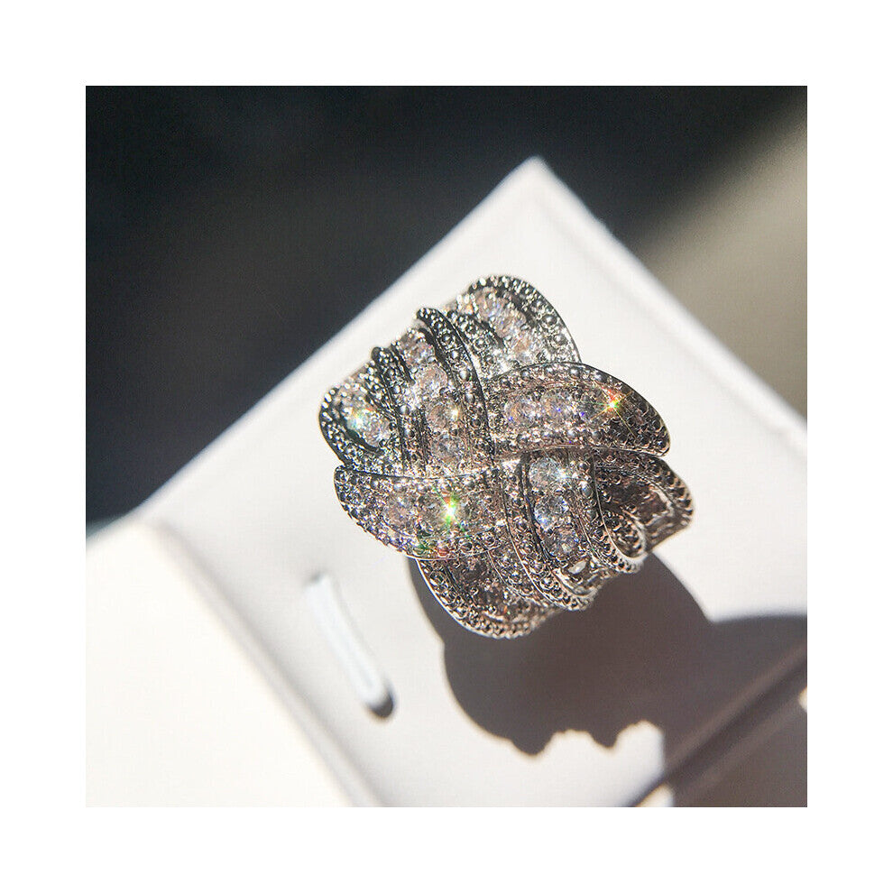 Bling CZ Zircon Stone Silver Band Rings for Women Wedding Engagement Jewelry