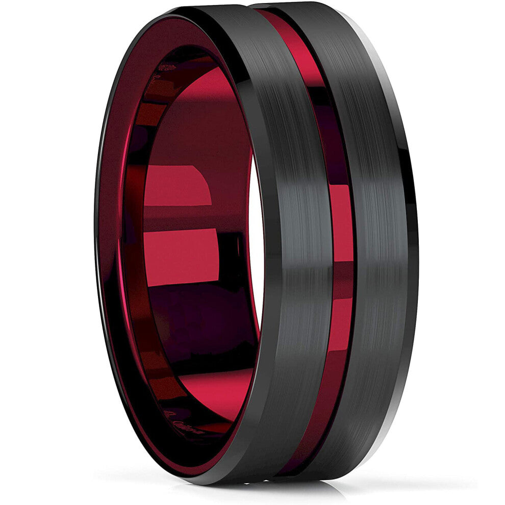 6 Colors 8mm Men Tungsten Carbid Ring Matte Finish Beveled Polished Edge Engagement Ring Men Wedding Band