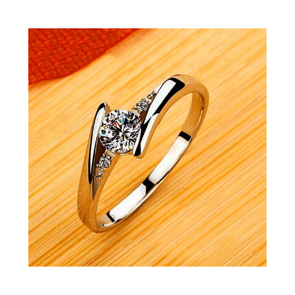 Female Small Round Zircon Stone Ring Vintage Silver Wedding Jewelry Promise Crystal Engagement Rings For Women