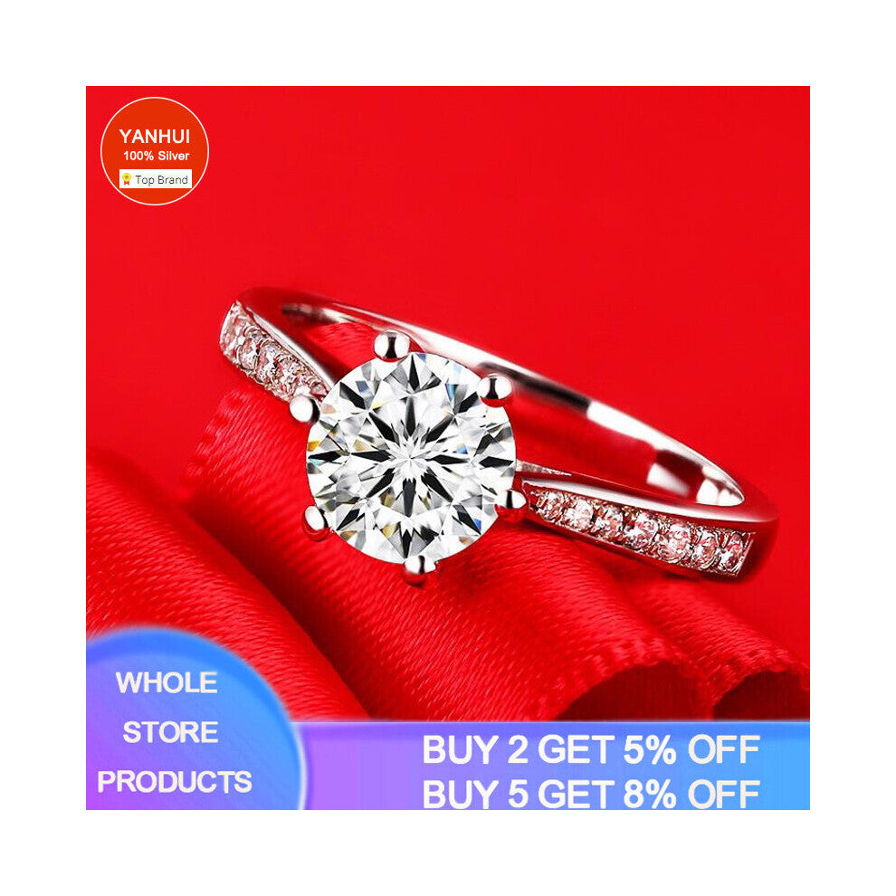 Female Eternity Promise Ring Allergy Tibetan Silver Ring Inlay 5pcs 3mm Cubic Zircon Engagement Wedding Band Women Rings