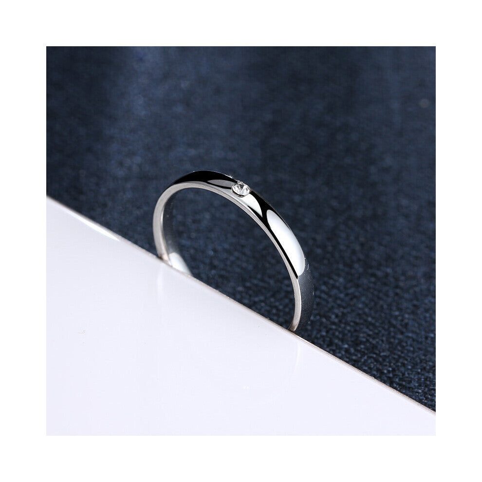 Stainless Steel Rings For Women Men One Zircon Engagement Jewelry Rings For Male Party Wedding