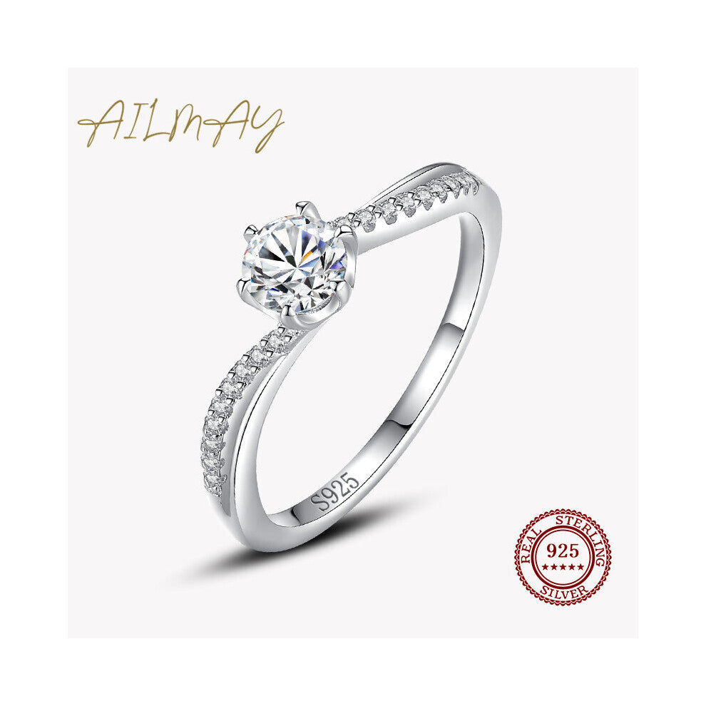 Dazzling Sparkling Engagement Finger Rings 925 Sterling Silver Clear Zircon Rings Fine Female Jewelry