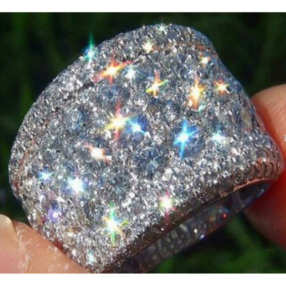 Silver Big Band Ring with CZ Zircon Stone for Women Wedding Engagement Jewelry