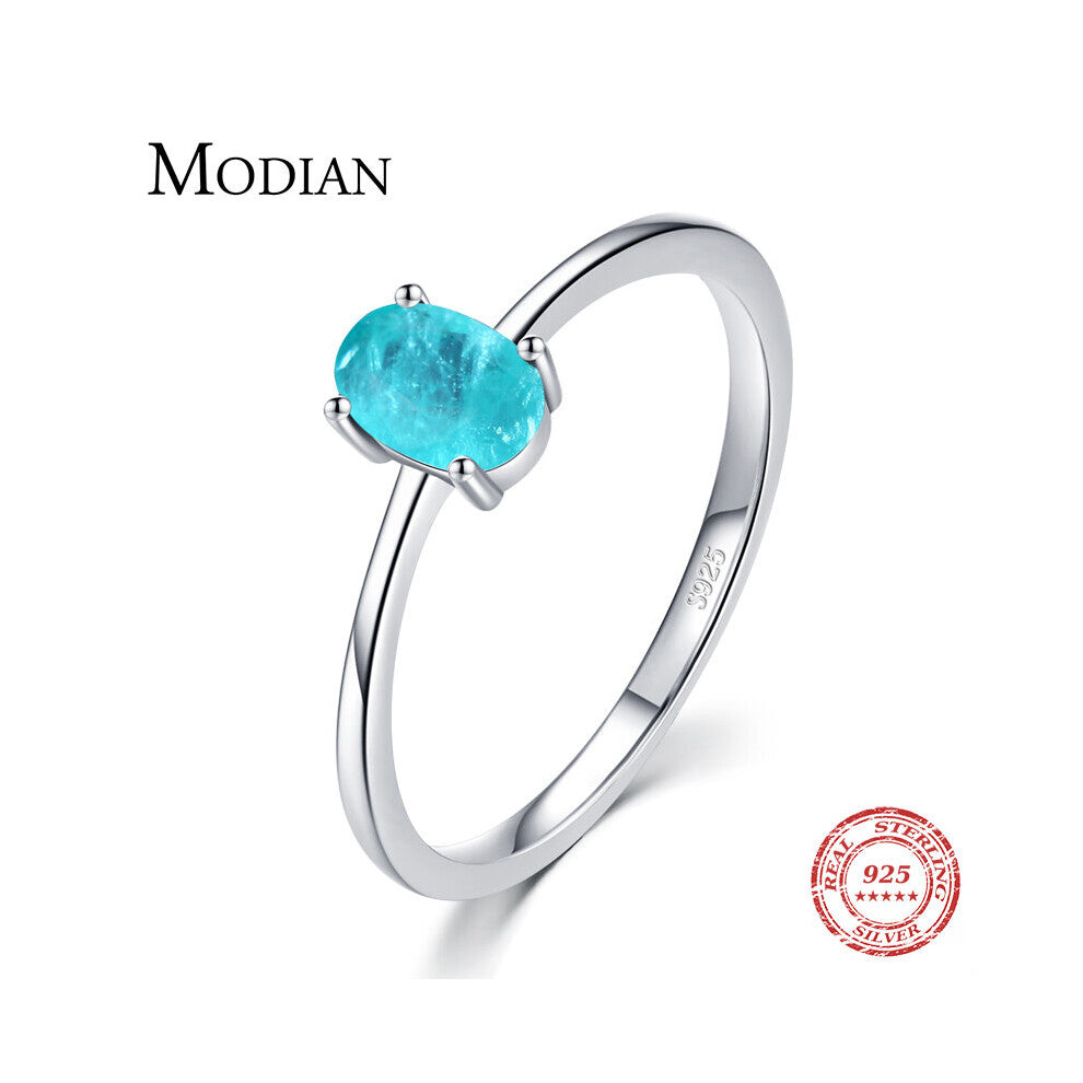 925 Sterling Silver Oval Finger Rings for Women Paraiba Tourmaline Engagement Wedding Statement Jewelry