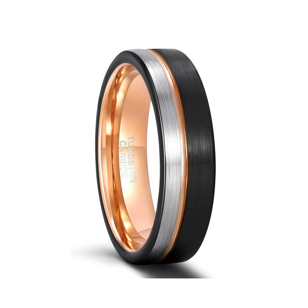 Ring Men Tungsten Ring Rose Line Brushed 6-8mm Wedding Band Engagement Ring Men's Party Bague Homme
