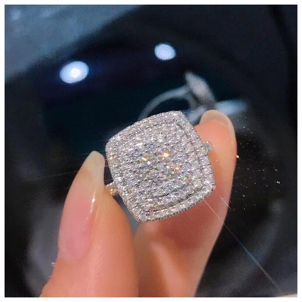 Big Bling Zircon Siliver Rings for Women Wedding Engagement Jewelry for Women