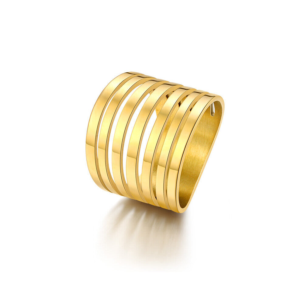 316L Stainless Steel Ring Punk Two Cutting 7 Circles Engagement Jewelry Rings For Women For Male Party