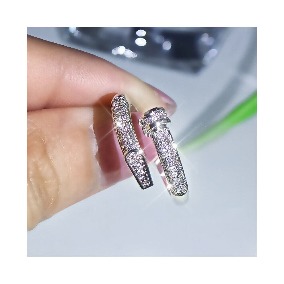 Silver Nail with Bling Zircon Stone for Women Wedding Engagement Jewelry