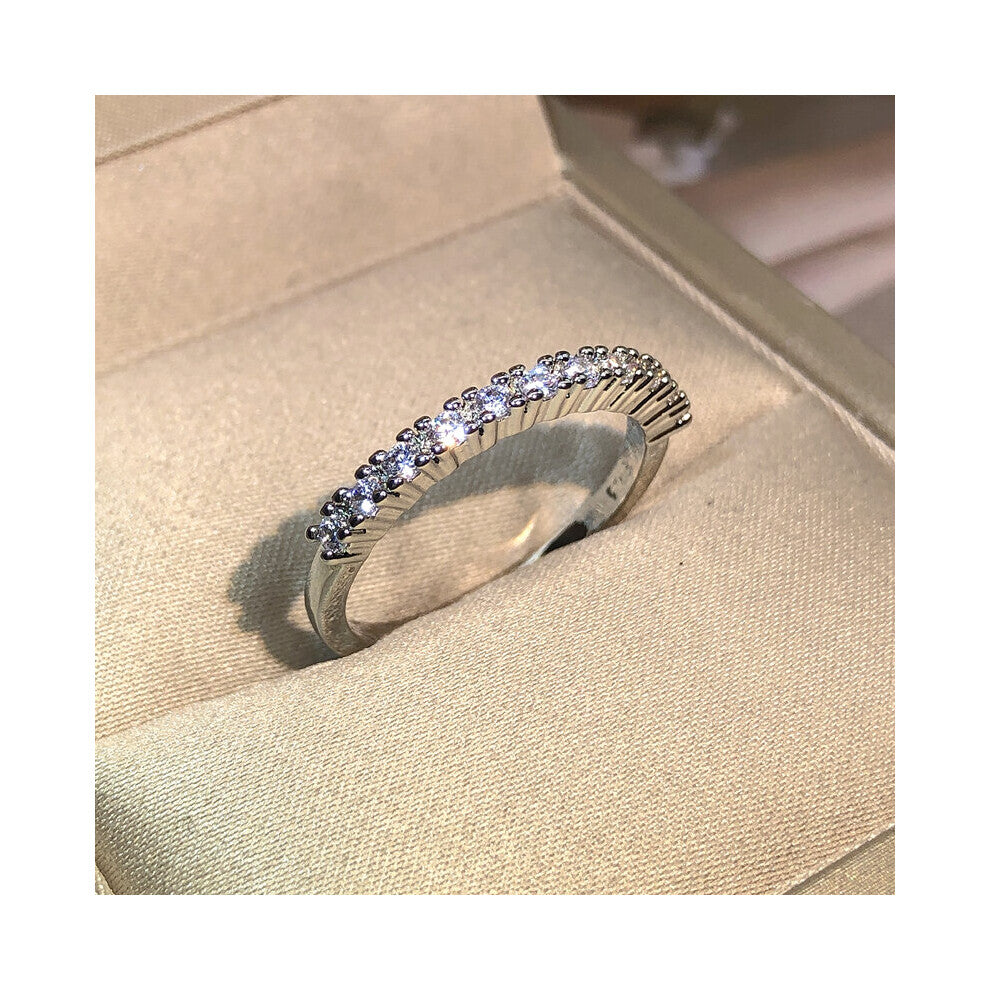 925 Silver Female Zircon Stone Single Row Ring Finger Ring Silver Promise Engagement Rings For