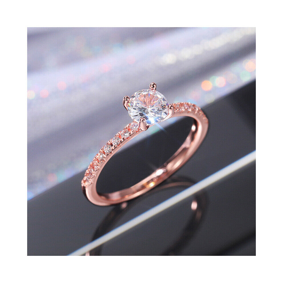 Classic Sparkling Zircon Engagement Wedding Ring Gold, Gold, Rose Three-color Optional Jewelry