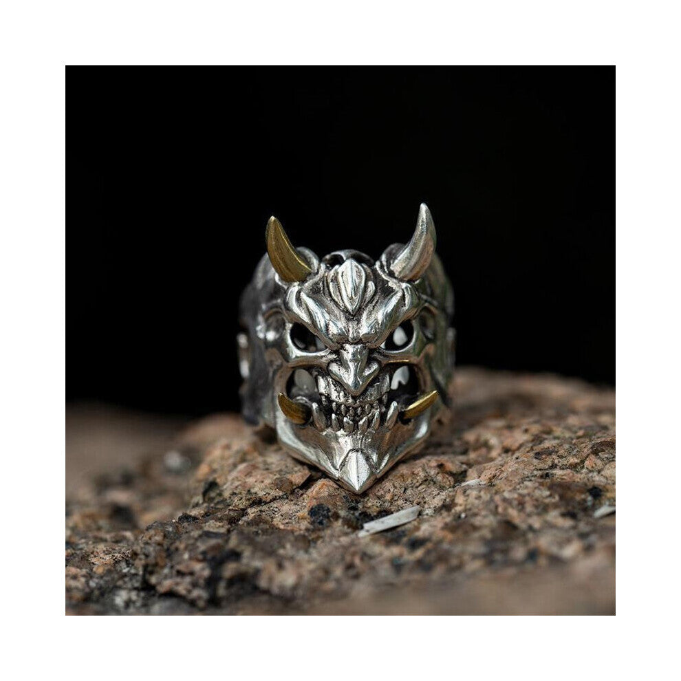 Vintage Mens Horror Anger Skull Ring Gothic Punk Biker Skeleton Rings for Men Party Jewelry Halloween Drop