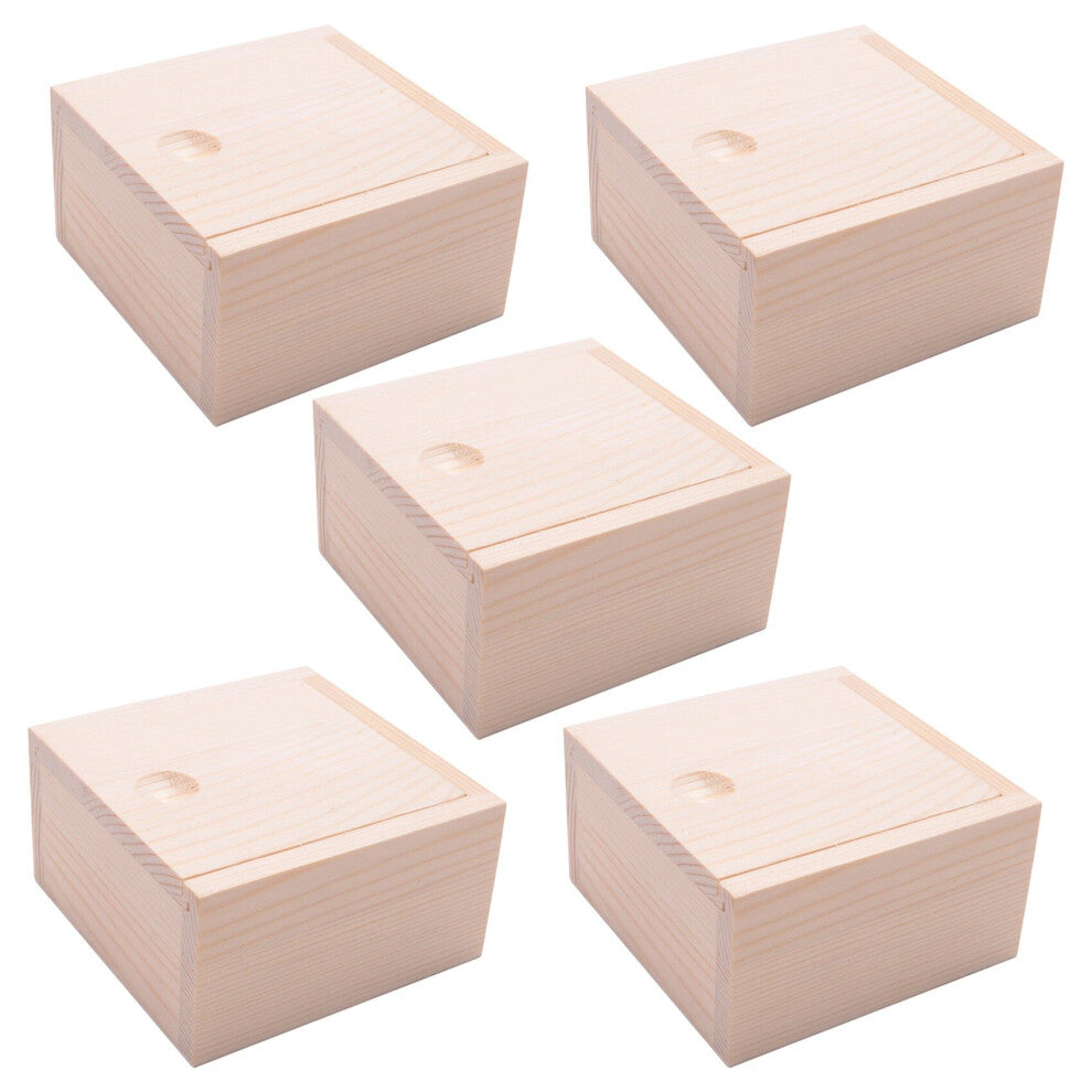 5X Small Plain Wooden Storage Box Case for Jewellery Small Gadgets Gift Wood Color