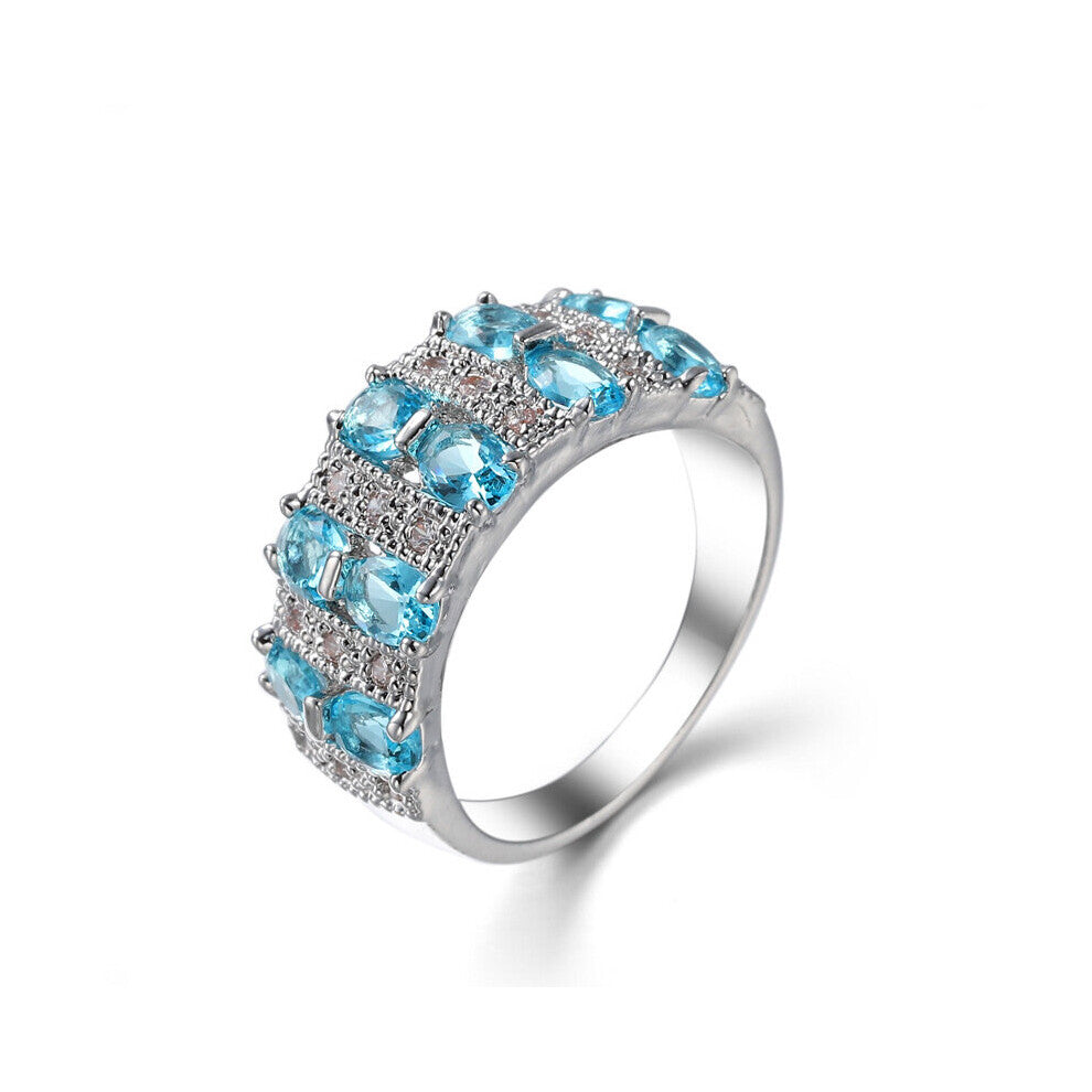 Pure Silver Band Promise Rings For Women Wedding Engagement Colorful Sparkling CZ Cubic Zircon Bague Bijoux