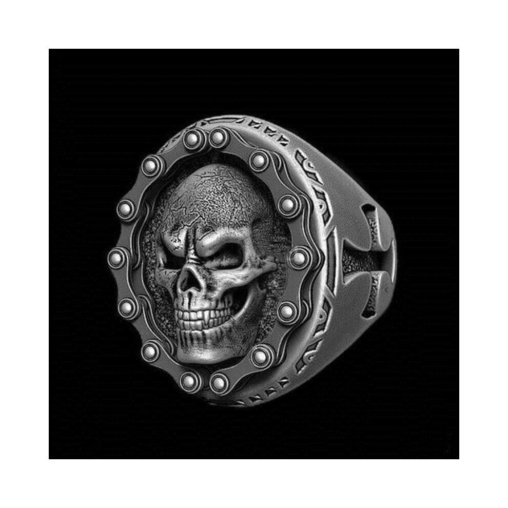 Vintage Zinc Alloy Skull Silver Ring Mens Skull Biker Rock Roll Gothic Punk Jewelry Ring