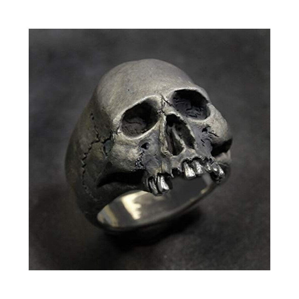 Vintage Zinc Alloy Skull Silver Ring Mens Skull Biker Rock Roll Gothic Punk Jewelry Ring