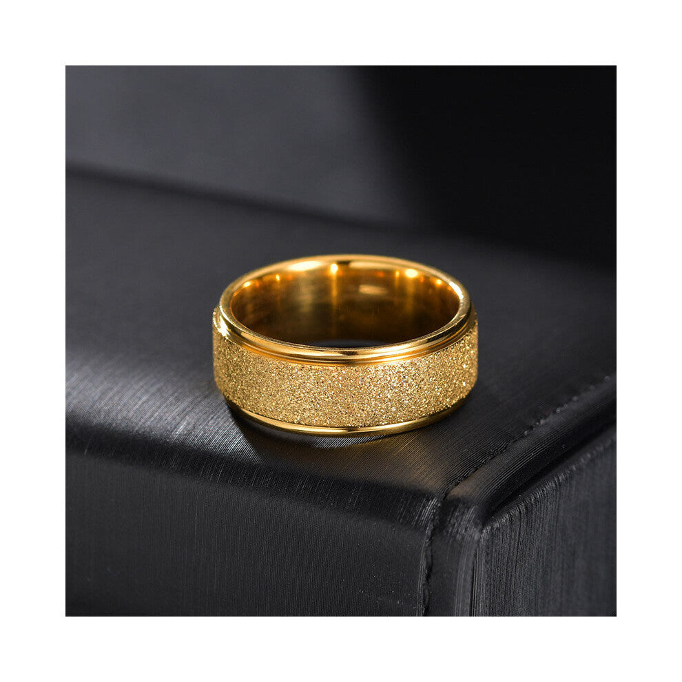 8mm Bling Crystal Wedding Rings for Couple Golden Stainless Steel Women Ring Sets Men Jewelry Engagement Gift