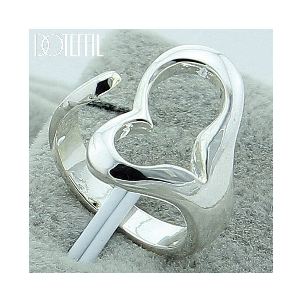 925 Sterling Silver Heart-Shaped Open Ring For Women Wedding Engagement Party Jewelry